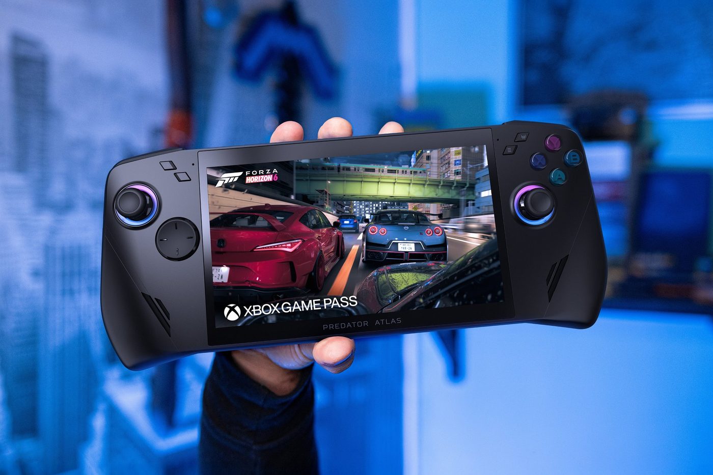 Acer handheld gaming device running Forza Horizon 6