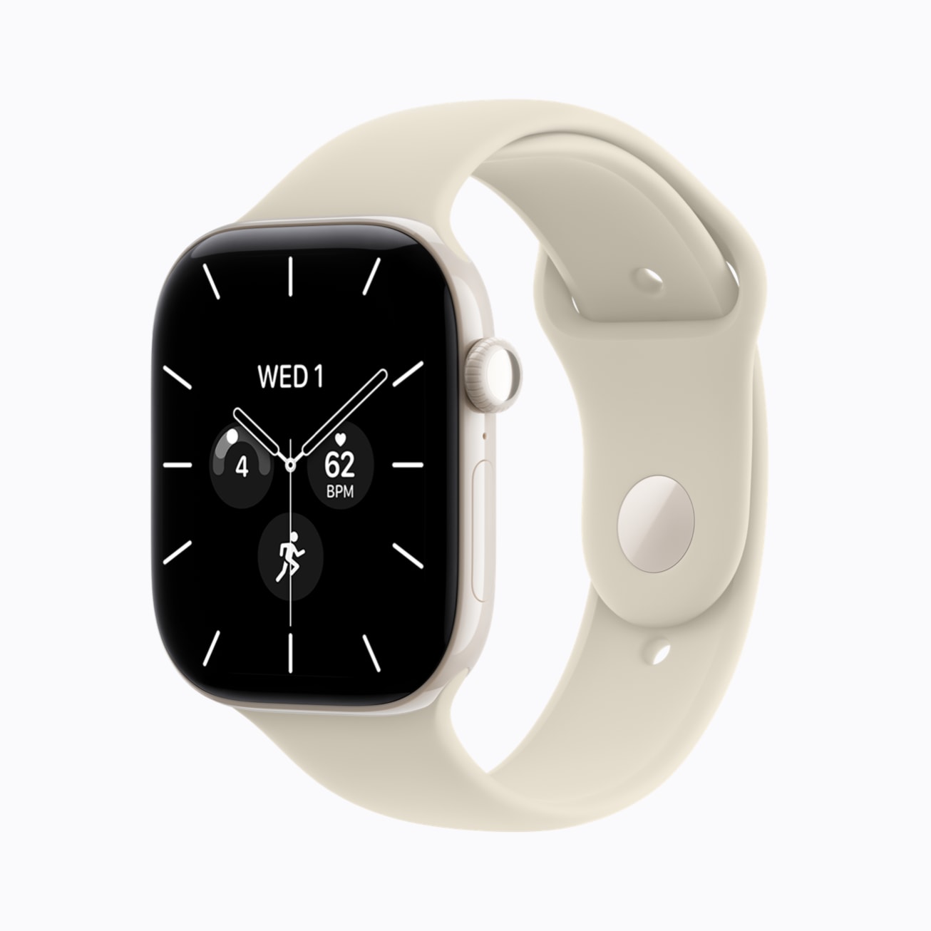 Apple Watch Series 12 ceramic in pearl white with a sand sport band