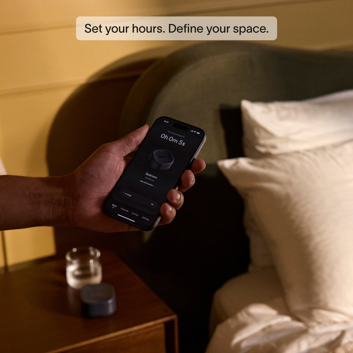 Users set the hours and the space they want protected in the Brick app.