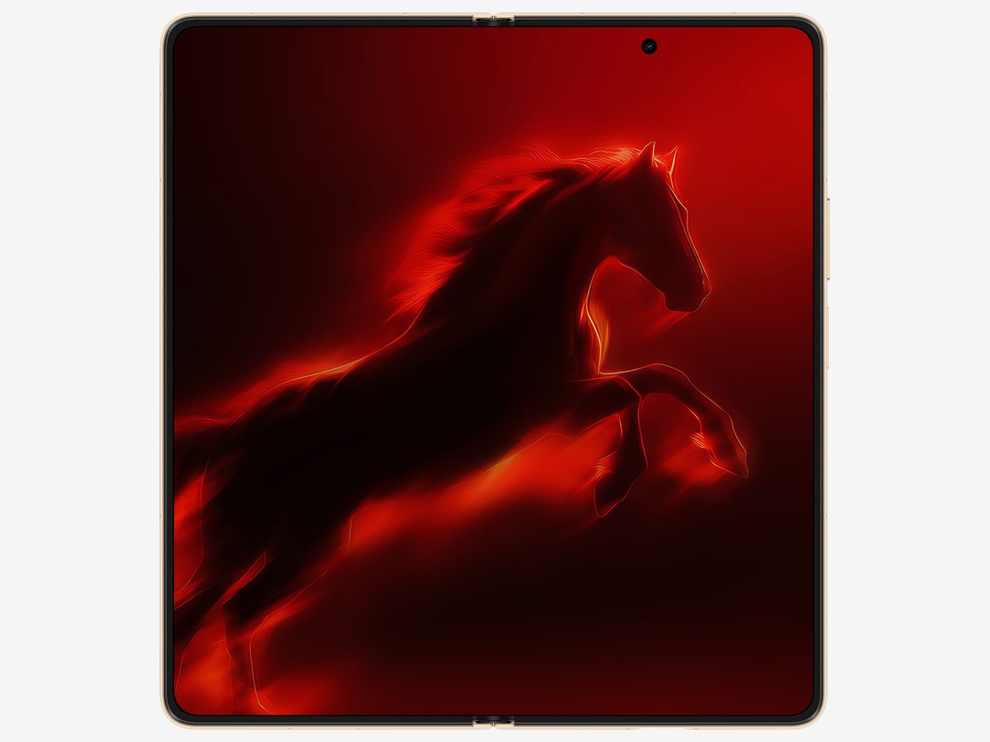 Honor Magic V6 inner display with a red horse wallpaper