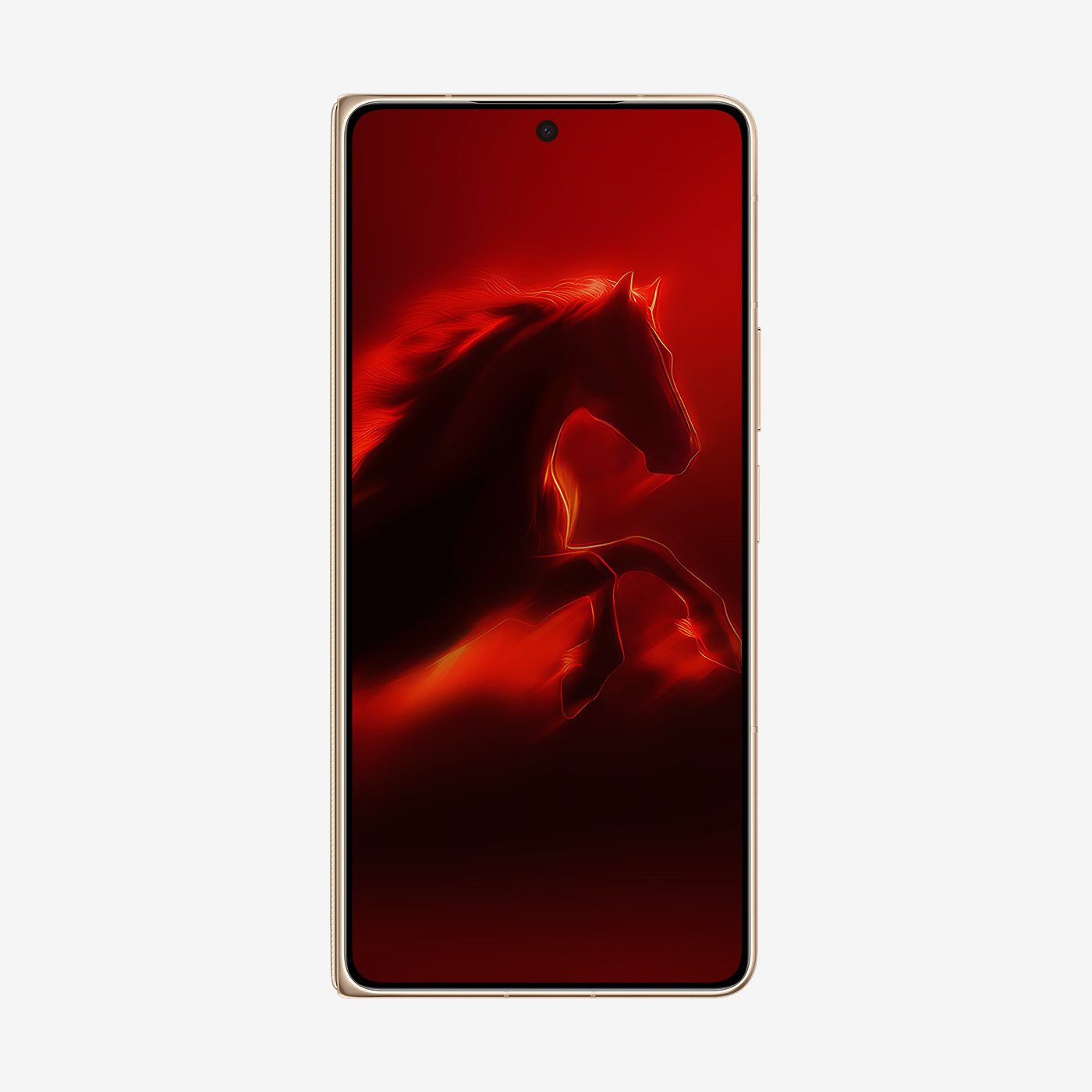 Honor Magic V6 cover screen showing a red horse wallpaper