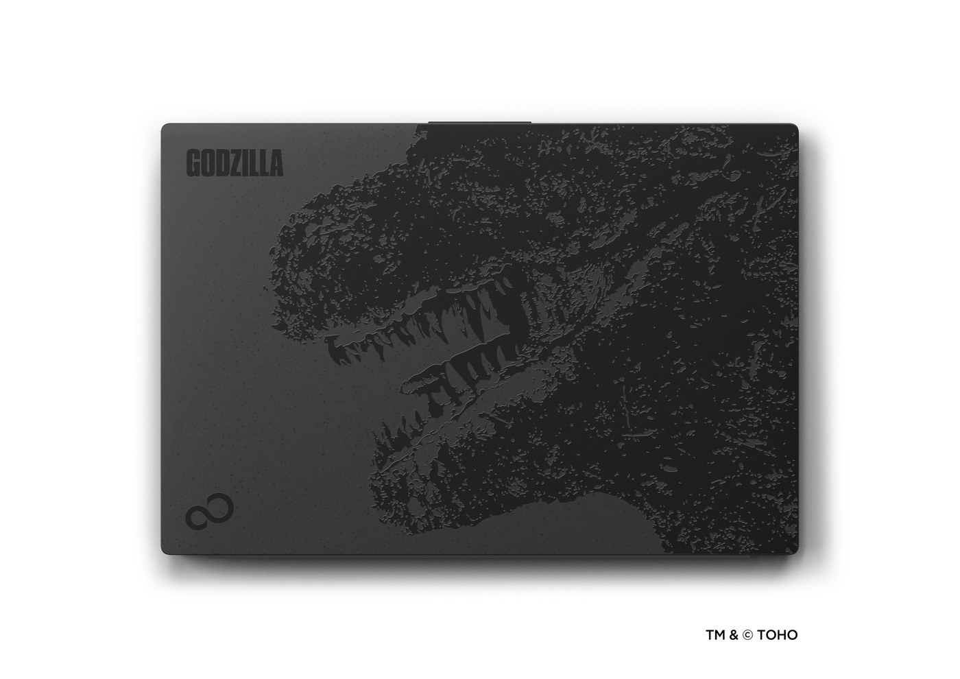 The lid of the FMV Zero Godzilla Edition carries a black-on-black Godzilla print.