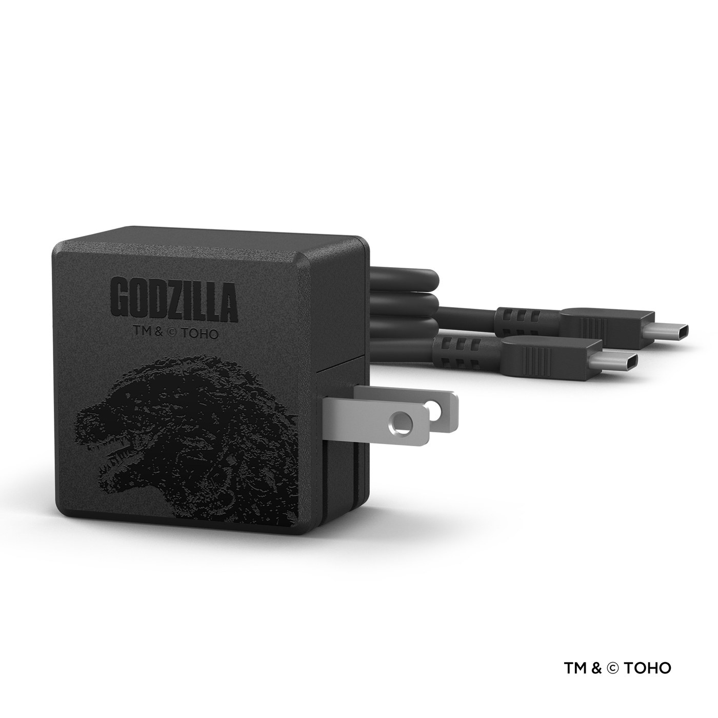 Even the bundled charger gets the Godzilla treatment.
