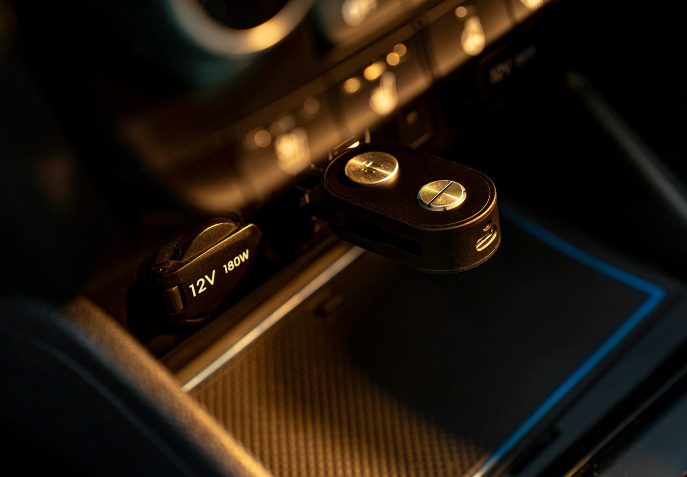 In receive mode, the adapter plugs into a car’s aux input and streams music from a phone.