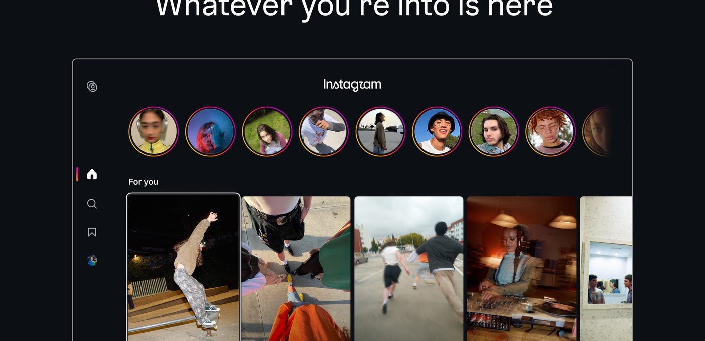 The home screen of Instagram for Apple TV, from its App Store listing.