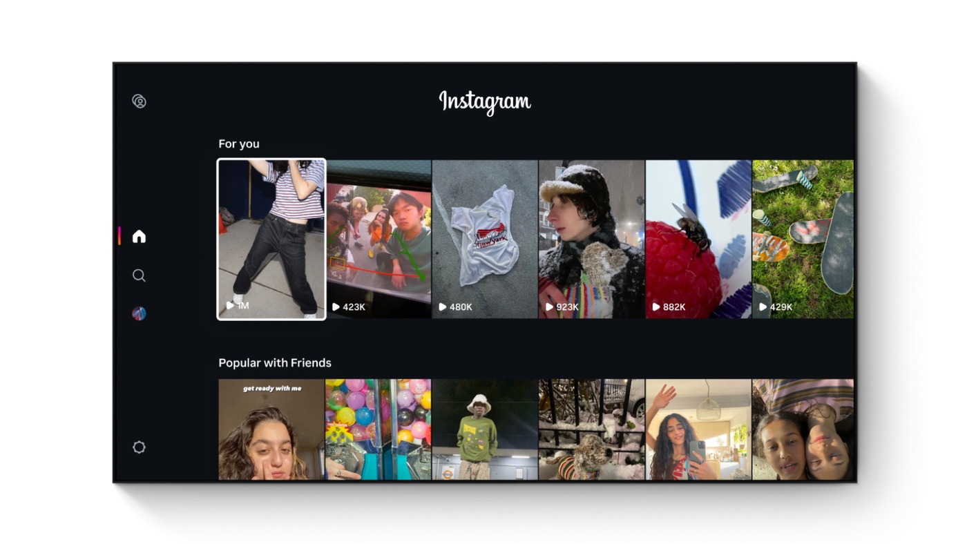Instagram’s TV app home screen as Meta first showed it in December 2025.