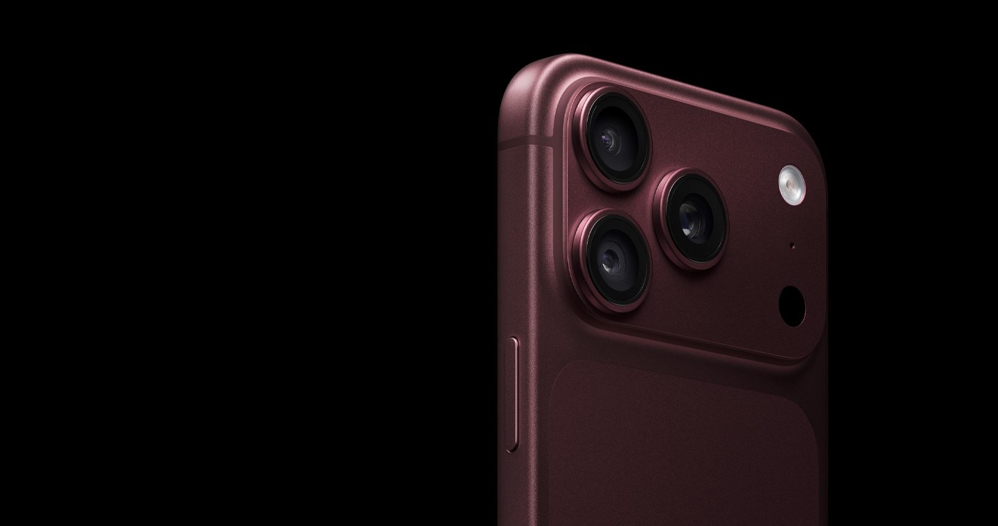 Burgundy iPhone 18 Pro camera island on black