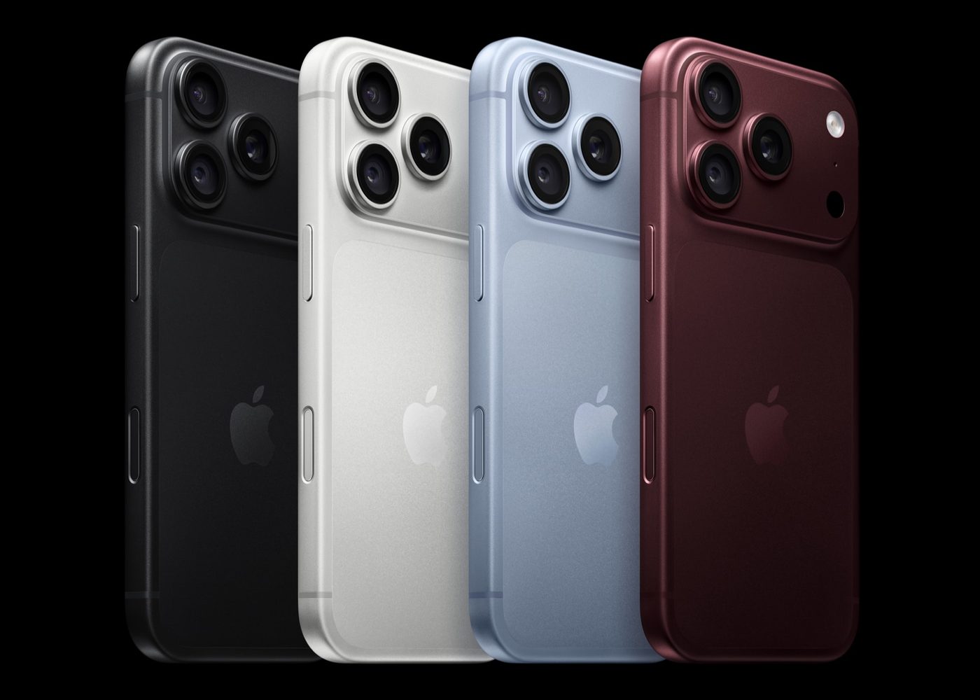 iPhone 18 Pro color lineup in Black, Silver, Glacier, and Burgundy