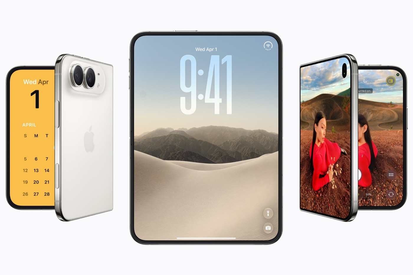Apple's iPhone Duo, opened to its inner display.