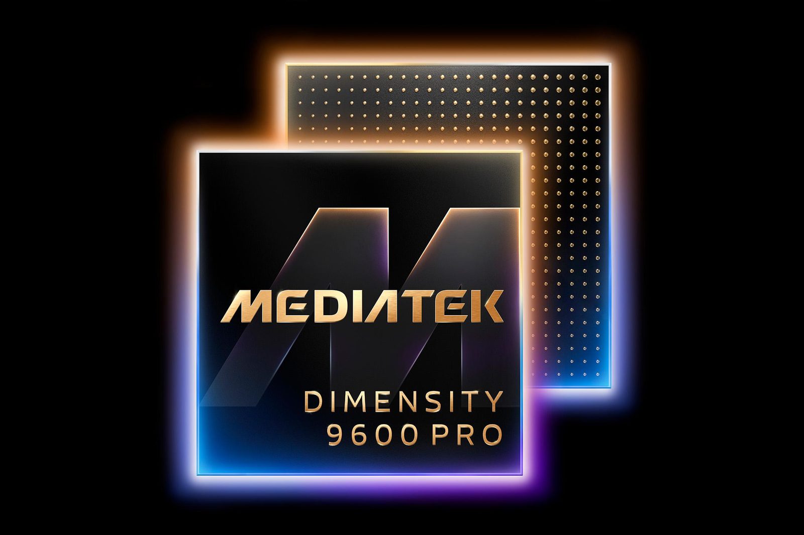 MediaTek Dimensity 9600 Pro chip mark in gold on a dark field