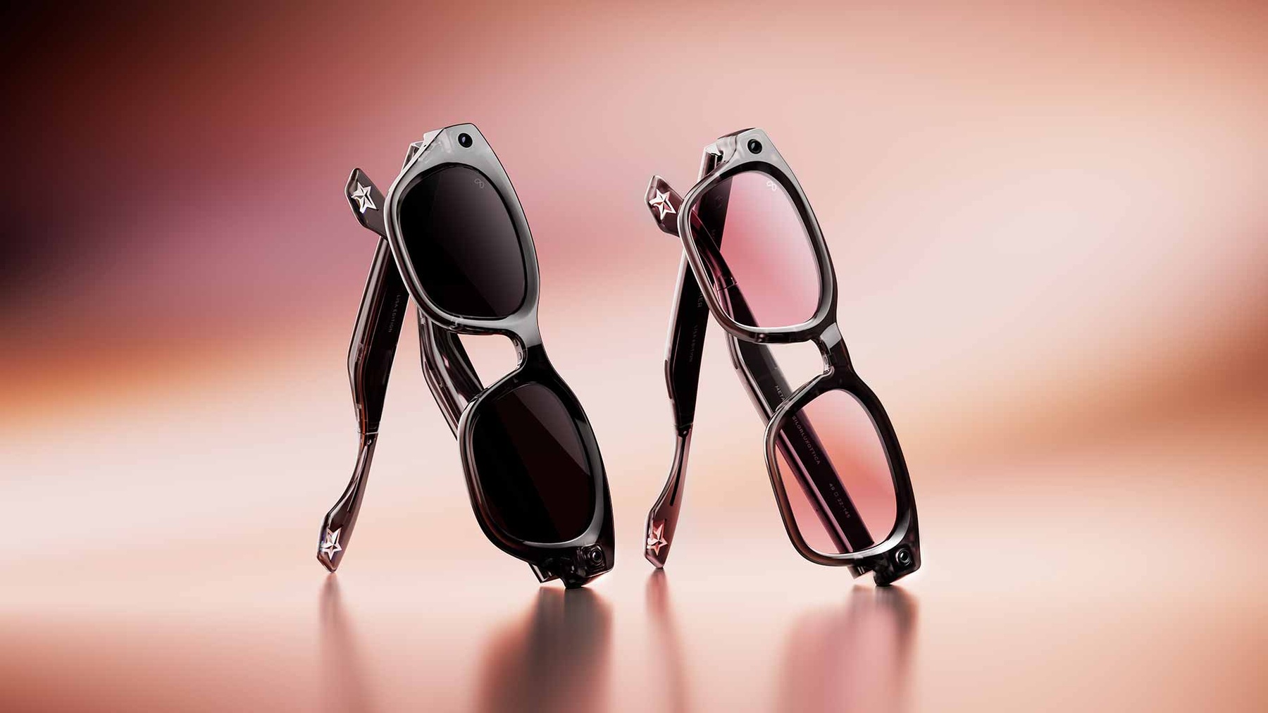 Two LISA edition Meta glasses with star marks on the temples