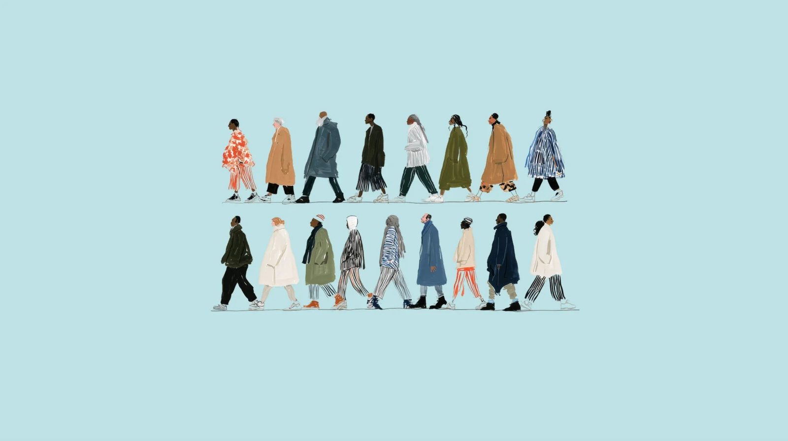 Microsoft Humanist AI illustration of people walking