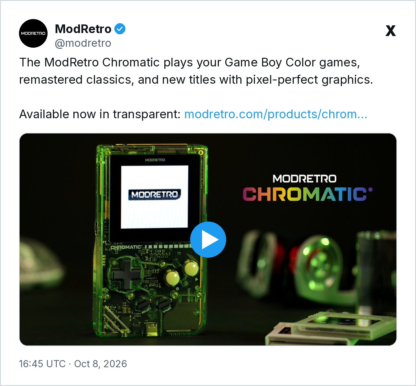 Screenshot of @modretro post on X