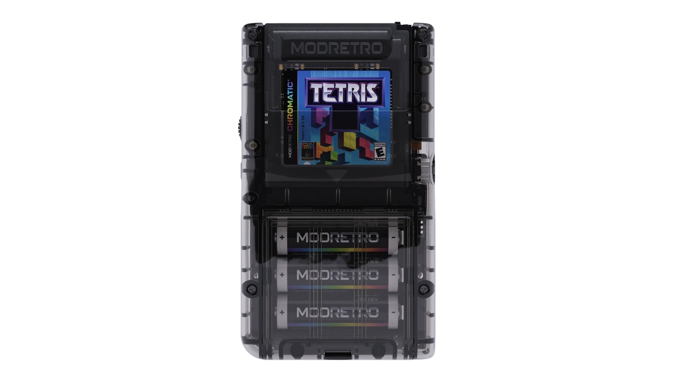 Chromatic Transparent rear view showing the board and batteries