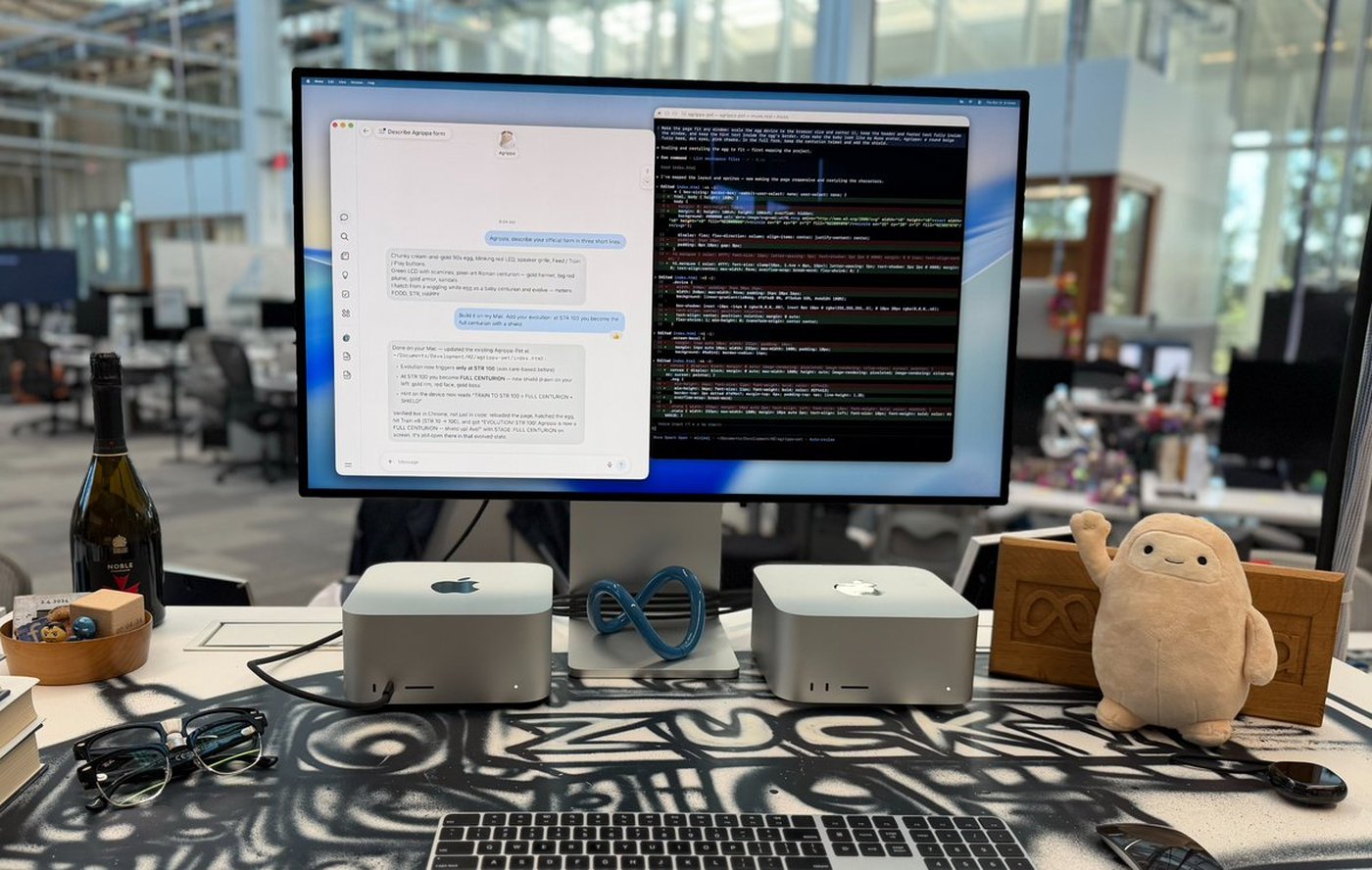 Screenshot image from Mark Zuckerberg’s post showing Mac Studios.