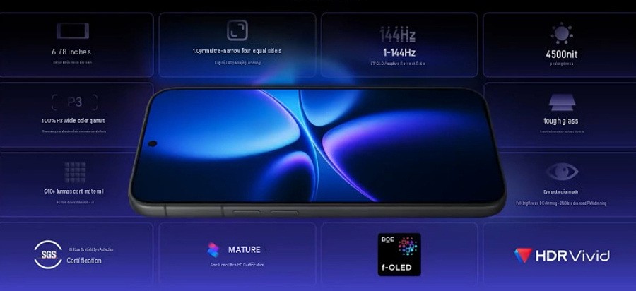 Nubia NaviX Ultra display graphic listing a 6.78-inch 1-144Hz panel and 4,500-nit peak