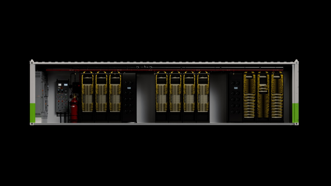 Nvidia’s DSX POD, a container of liquid-cooled Vera Rubin racks unveiled at GTC Berlin last week.