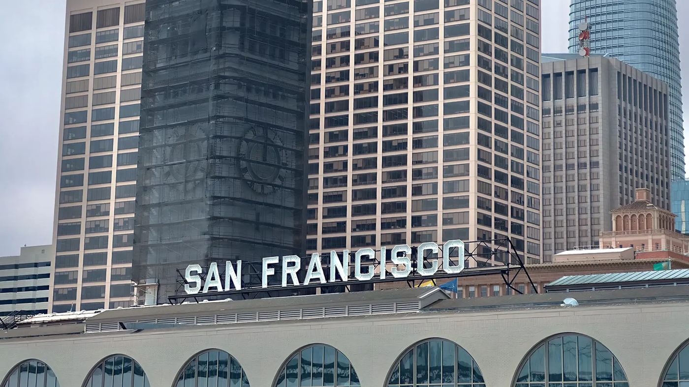 San Francisco Ferry Building sign in a Glass Imaging demo photograph