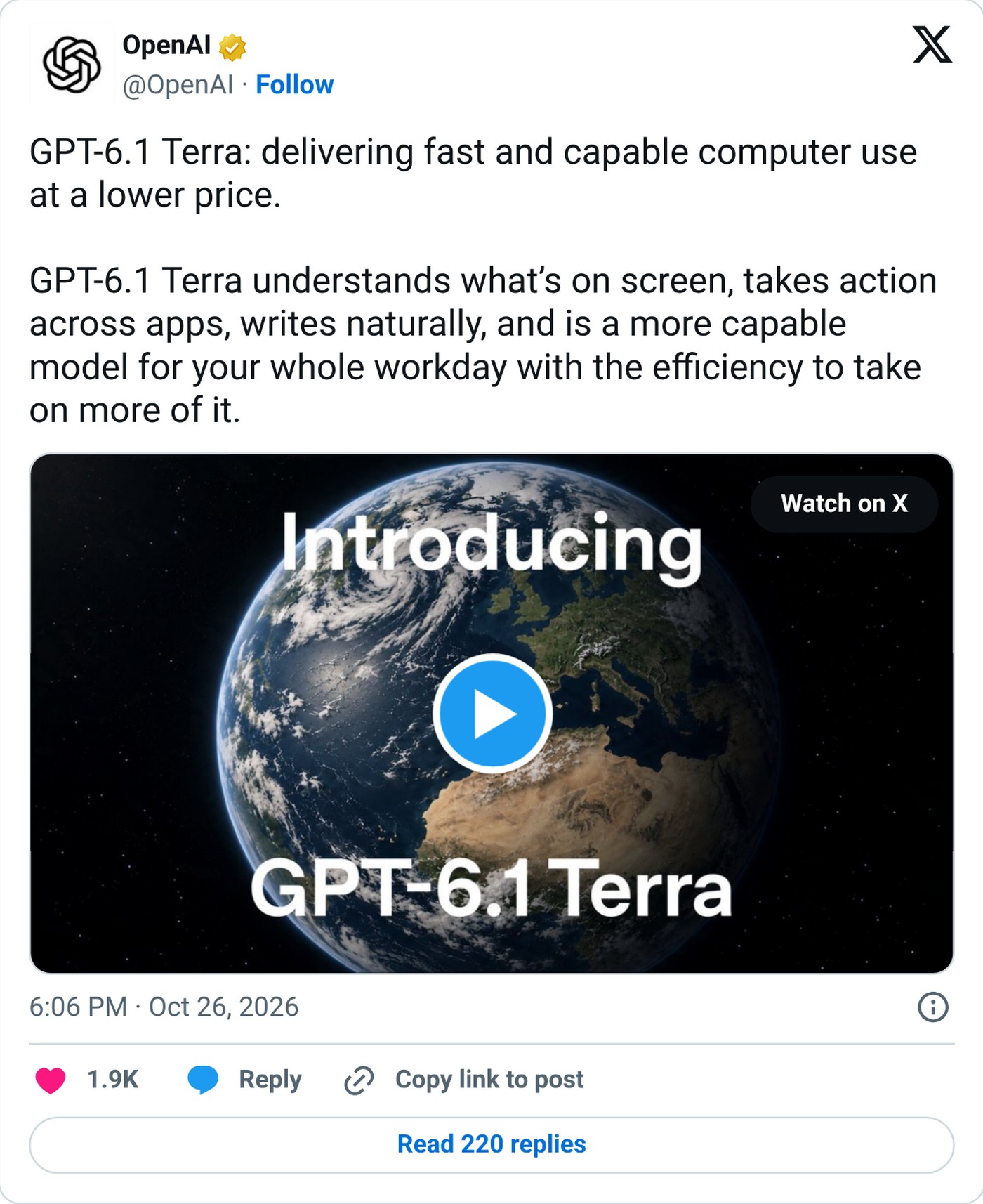 OpenAI announced the model on X on Monday.
