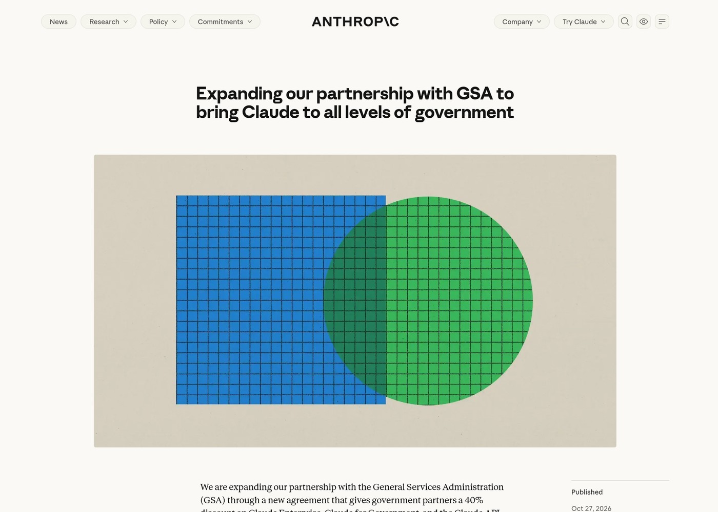 Anthropic’s post on the expanded GSA partnership.