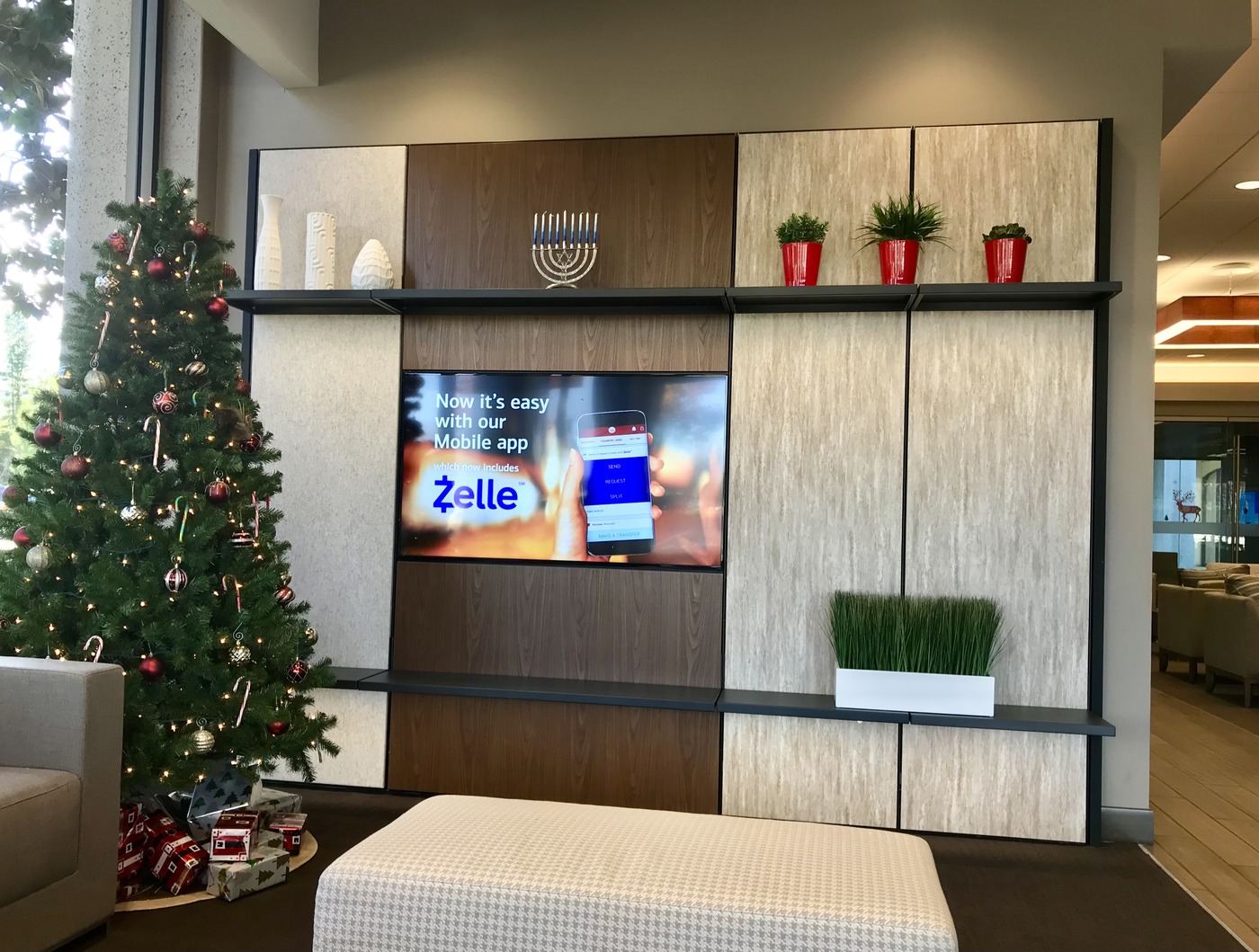 A Bank of America branch interior in Palo Alto, Calif.