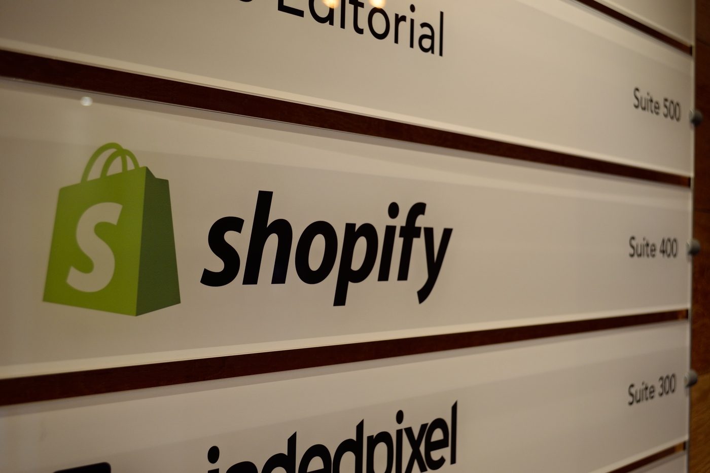 Shopify sign at the company’s Toronto office, 80 Spadina Ave.
