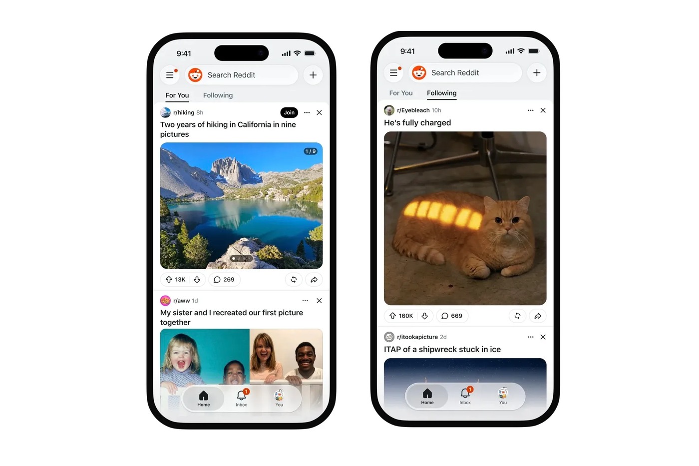 Reddit's new For You and Following feeds, announced a day before its earnings report.