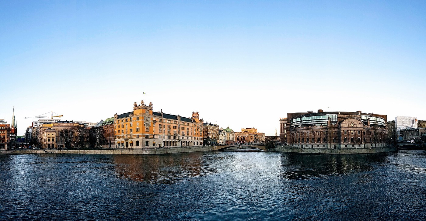 Rosenbad, left, and the Riksdag building in central Stockholm.