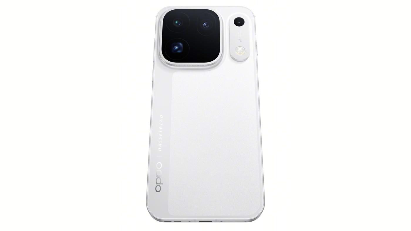 The Find X10 Pro Max in Luna White, with its LUMO Camera Island
