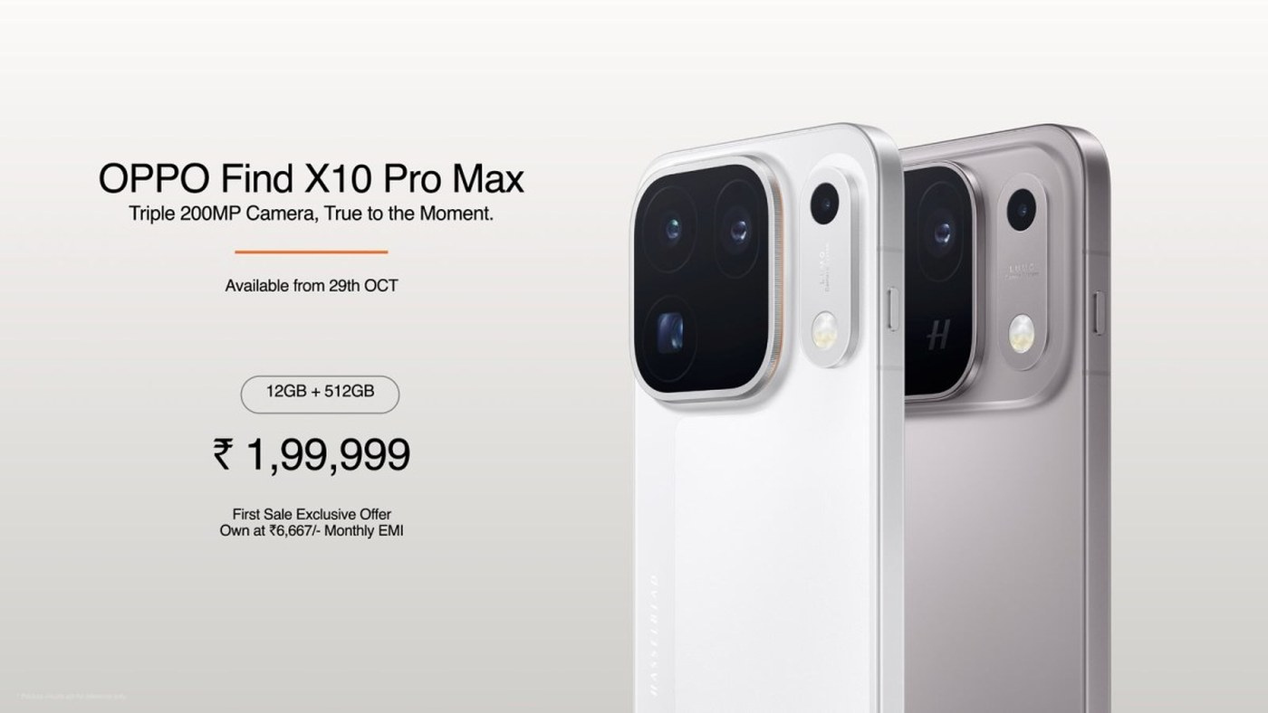 Oppo’s Indian price card for the Find X10 Pro Max.
