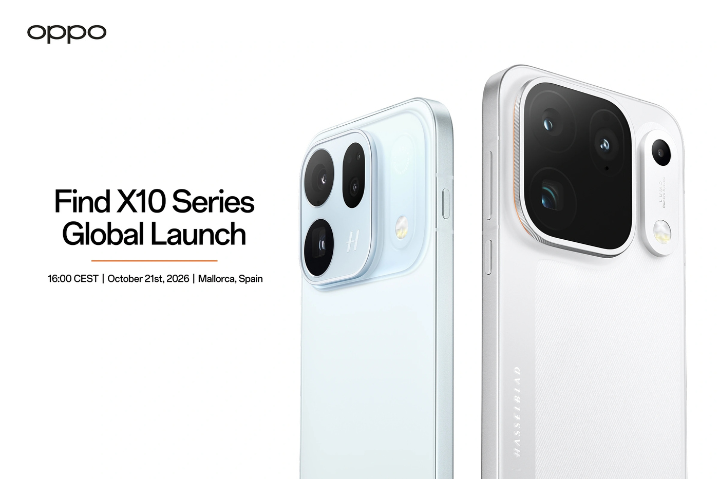 OPPO Find X10 Series global launch key visual, showing Find X10 and Find X10 Pro Max camera modules