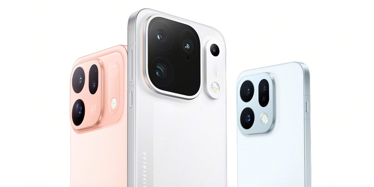 Oppo Find X10 series phones in peach, white and ice blue