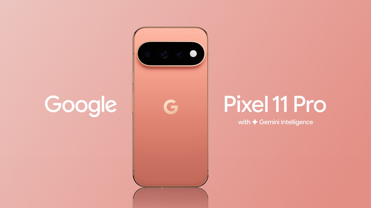 Google Pixel 11 Pro in Canyon with Gemini Intelligence branding