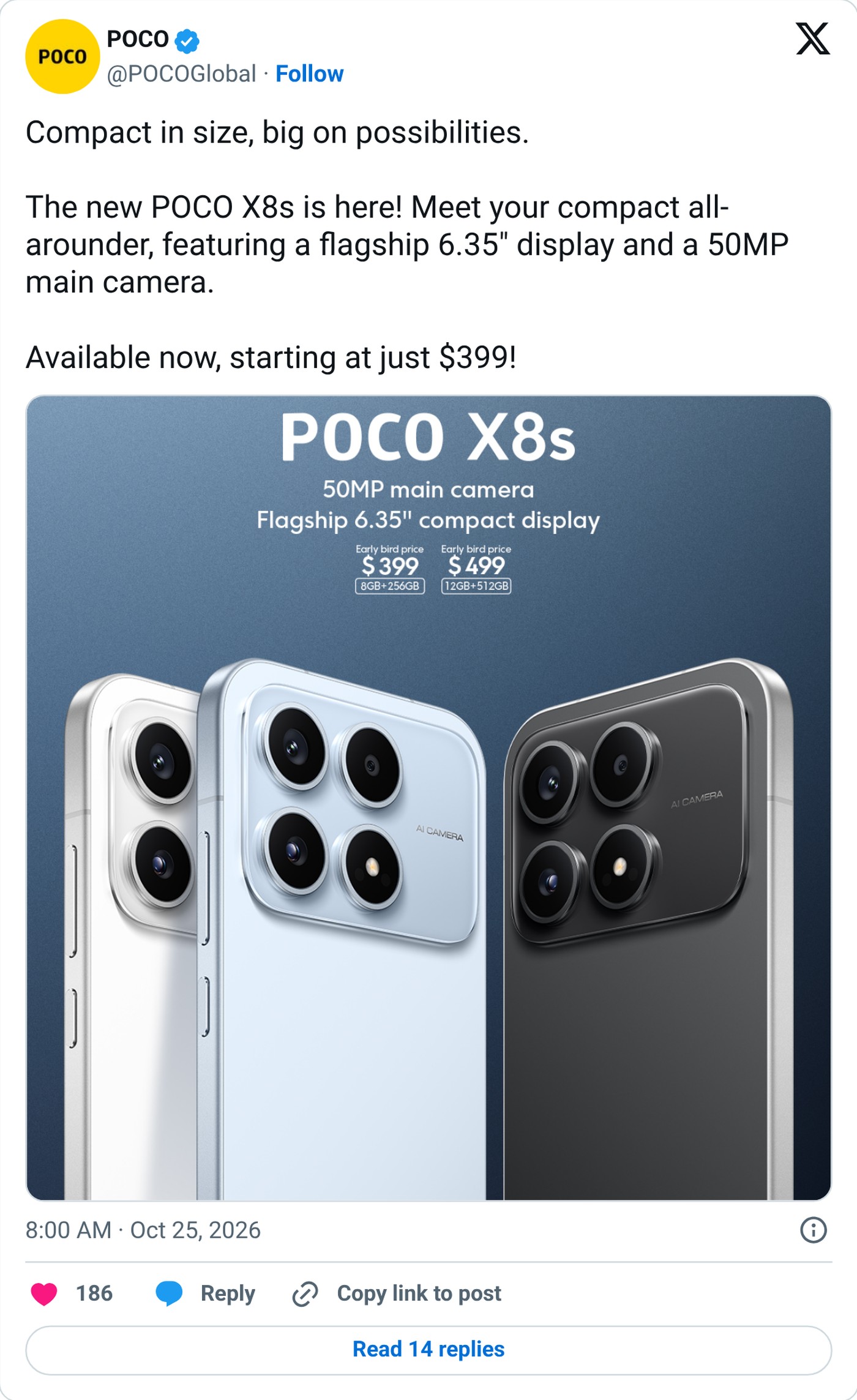 Poco’s launch post on Sunday, Oct. 25.