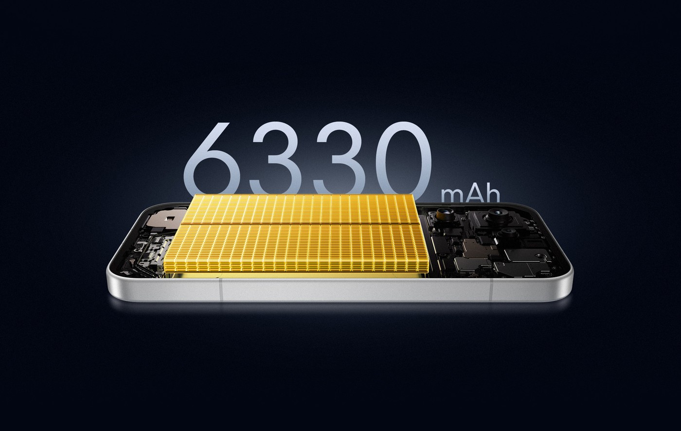 The 6,330mAh silicon-carbon battery.