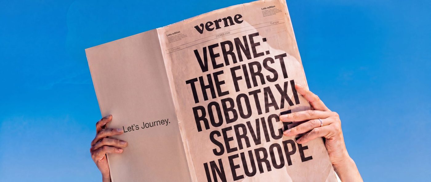Newspaper announcing Verne as the first robotaxi service in Europe