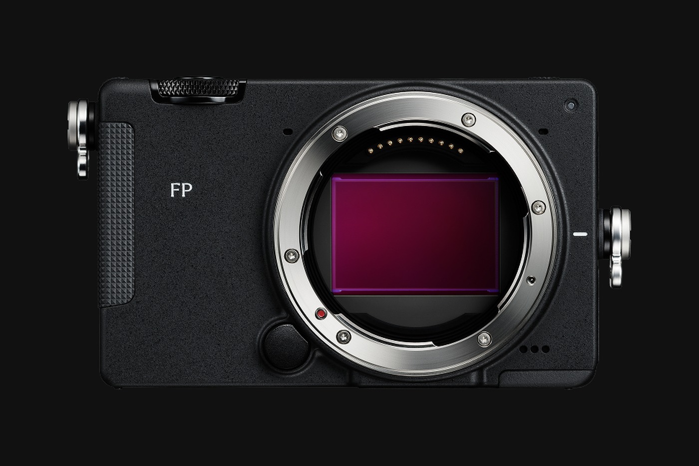 The FP2 with its lens removed, showing the full-frame sensor.