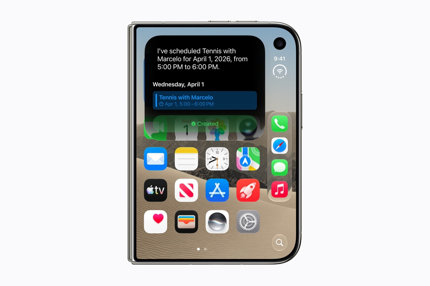 Siri AI creates a Calendar event on iPhone Duo.