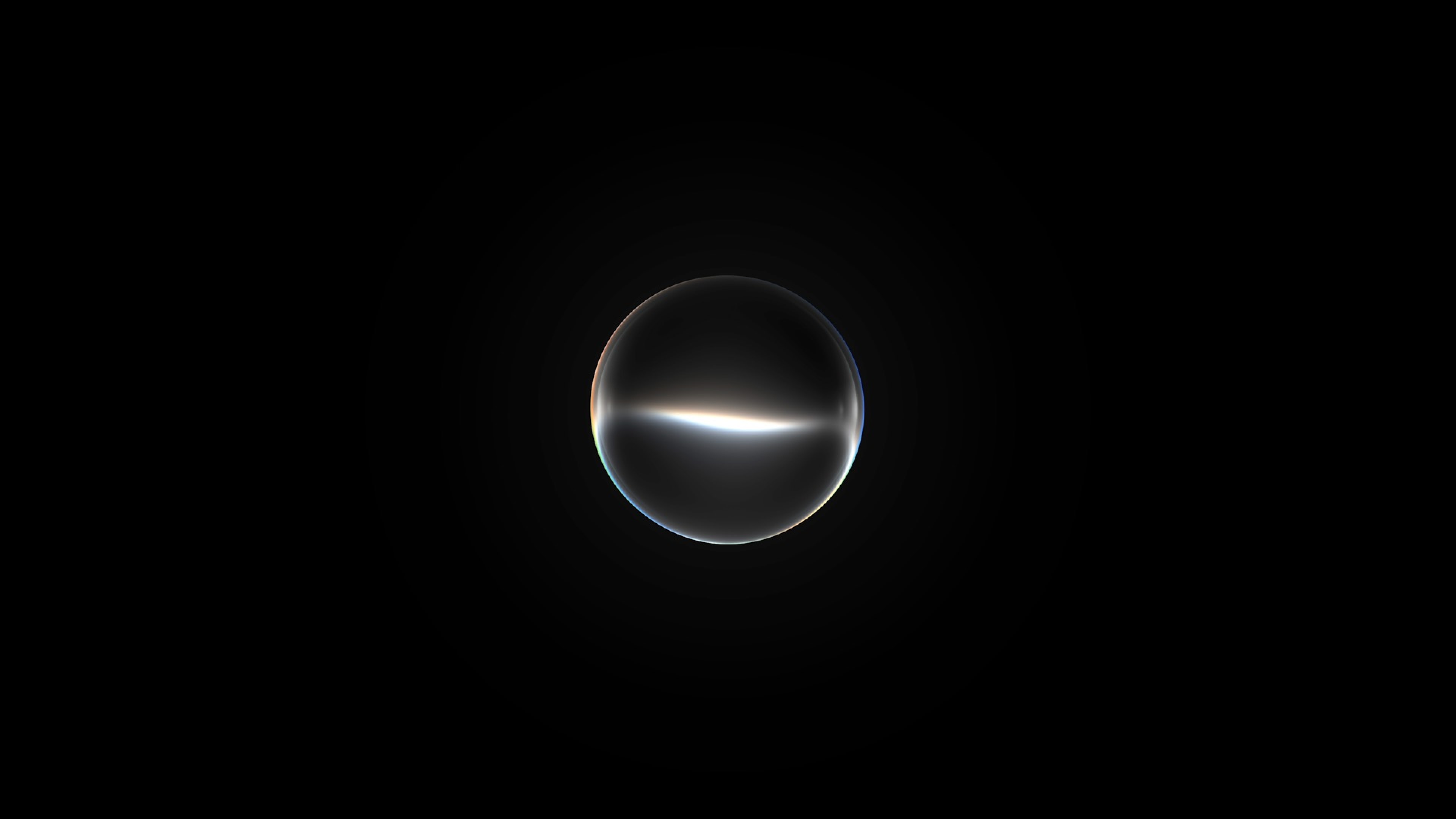 A glass orb glowing on a black field, Apple’s Siri AI mark