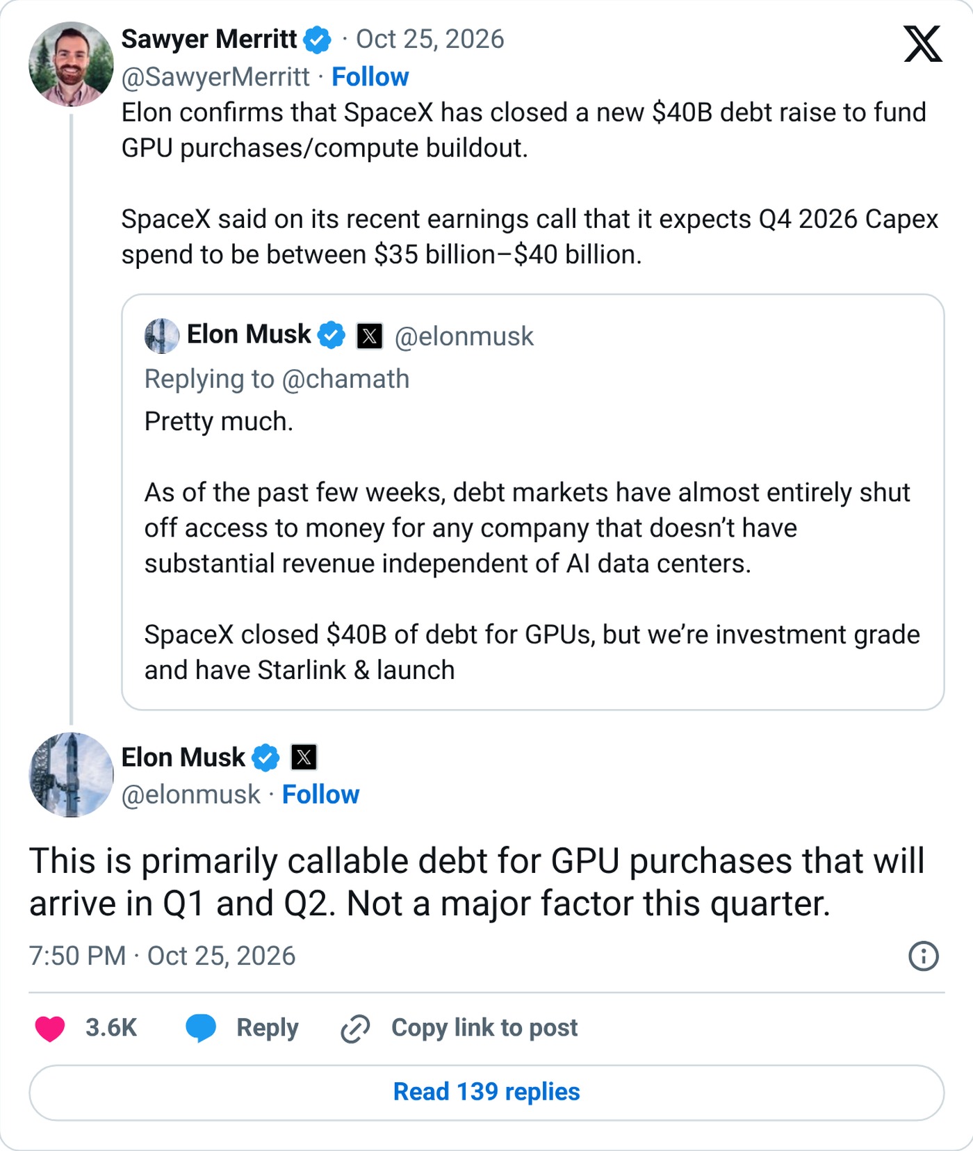 Musk’s follow-up on when the chips will arrive.