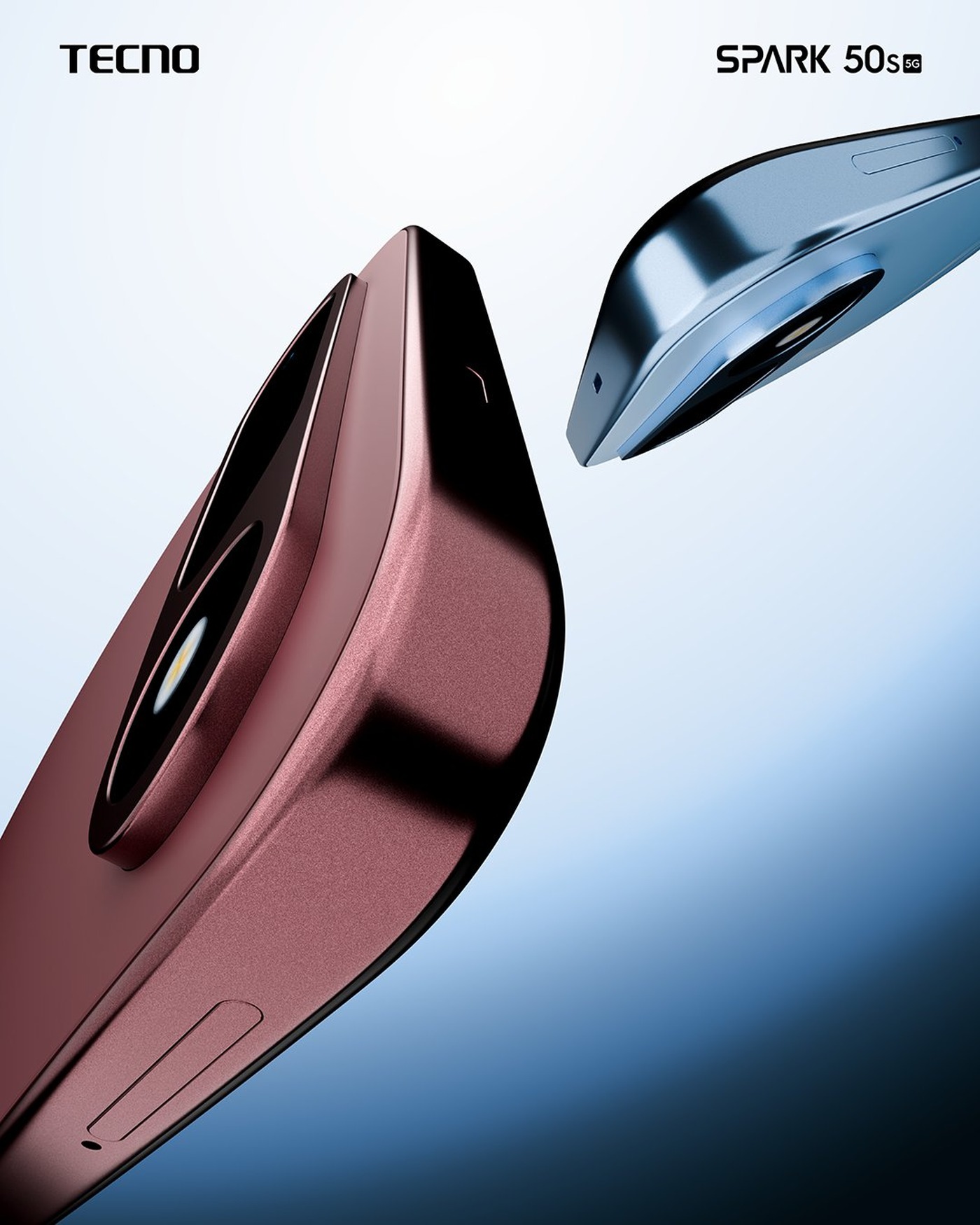 Spark 50S design teaser showing the pill-shaped camera island
