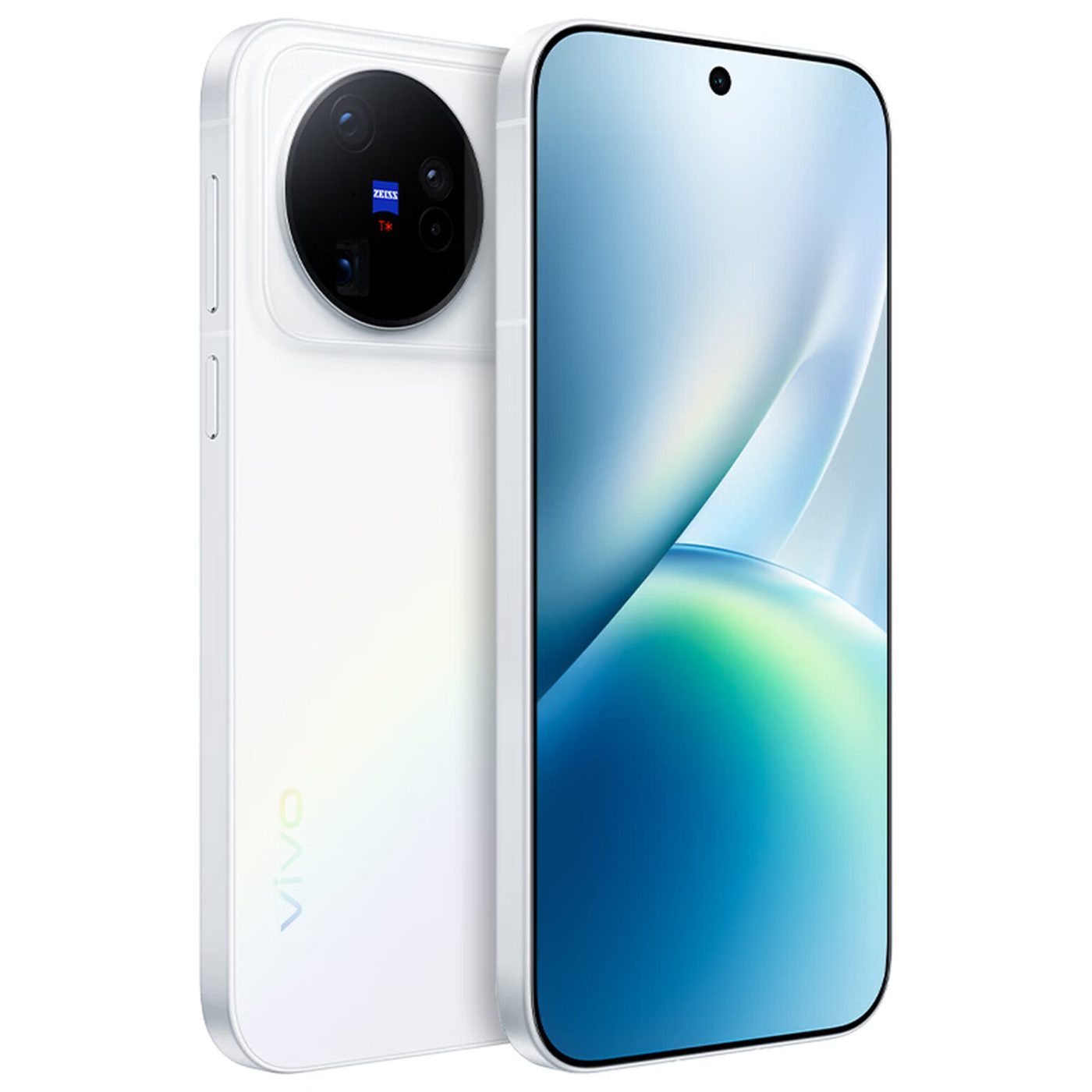 White vivo X500 standard model, rear and front, with a rounded-square camera island