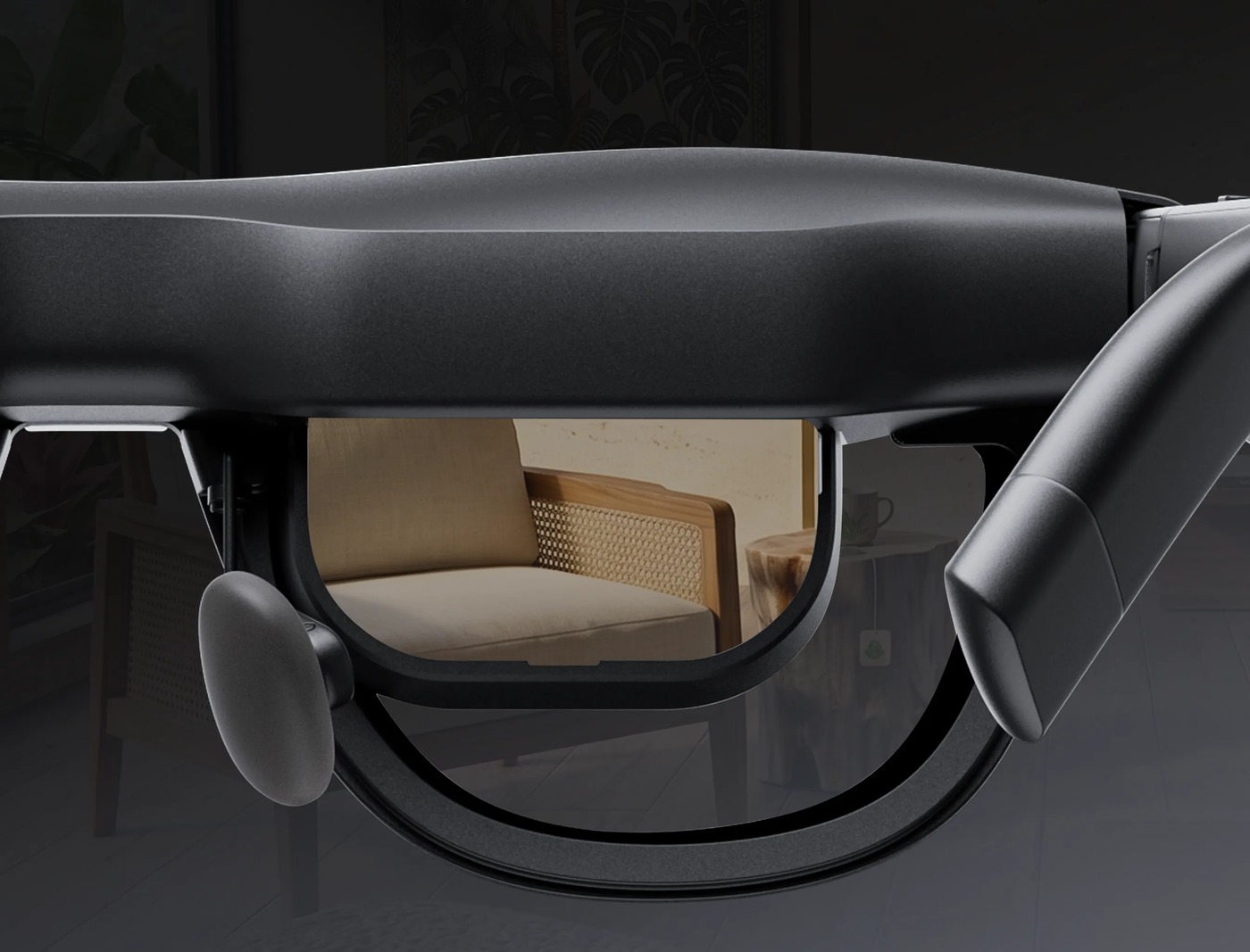 A close view of Aura’s optical see-through lenses